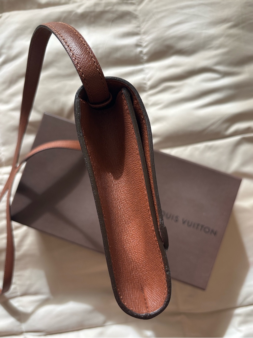 Louis Vuitton Bordeaux Monogram Crossbody Purse Brown Tan Trim Vintage with Box - Picture 10 of 15
